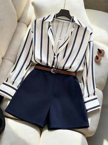 GlowEve CURVE Women's Shirt And Shorts Set, Comfortable For Home, Casual Wear, And Also A Good Choice For Commuting. - Multicolor - View 4