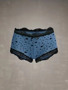 Esseday Women's Contrast Lace Bow Decor Star Print Hipster Panties - Mixed color - View 7