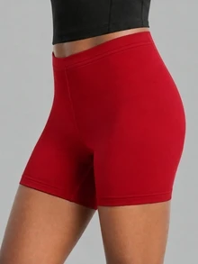 Tween Girls Gymnastics Shorts Solid Red High Waisted Compression Spandex Activewear, Stretchy Athletic Booty Shorts For Dance Volley Gym Training Work - Red - View 3