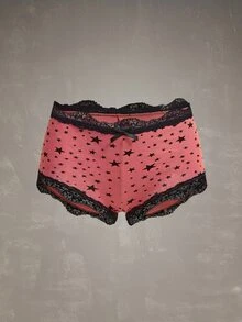 Esseday Women's Contrast Lace Bow Decor Star Print Hipster Panties - Mixed color - View 14