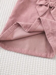 SHEIN 女嬰甜美蝴蝶結裝飾鈕扣層次洋裝 - 粉色 - 查看 7