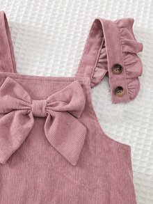 SHEIN 女嬰甜美蝴蝶結裝飾鈕扣層次洋裝 - 粉色 - 查看 6