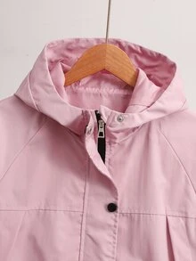 SHEIN 女童休閒時尚韓系梭織布連帽外套，寬鬆舒適，適合春秋日常通勤、戶外玩耍、出遊、聚會與拍照 - 粉色 - 查看 7