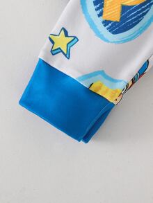 SHEIN | PAW Patrol 小男孩春秋款狗狗印花圓領長袖上衣與修身長褲家居服2件套 - 灰色 - 查看 5