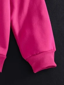 SHEIN 1件青少年女孩美式甜酷風夾克，校園出遊與購物穿搭，春秋款玫瑰紅星星與字母刺繡寬鬆連帽拉鍊運動衫 - 玫紅色 - 查看 5