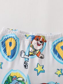 SHEIN | PAW Patrol 小男孩春秋款狗狗印花圓領長袖上衣與修身長褲家居服2件套 - 灰色 - 查看 4