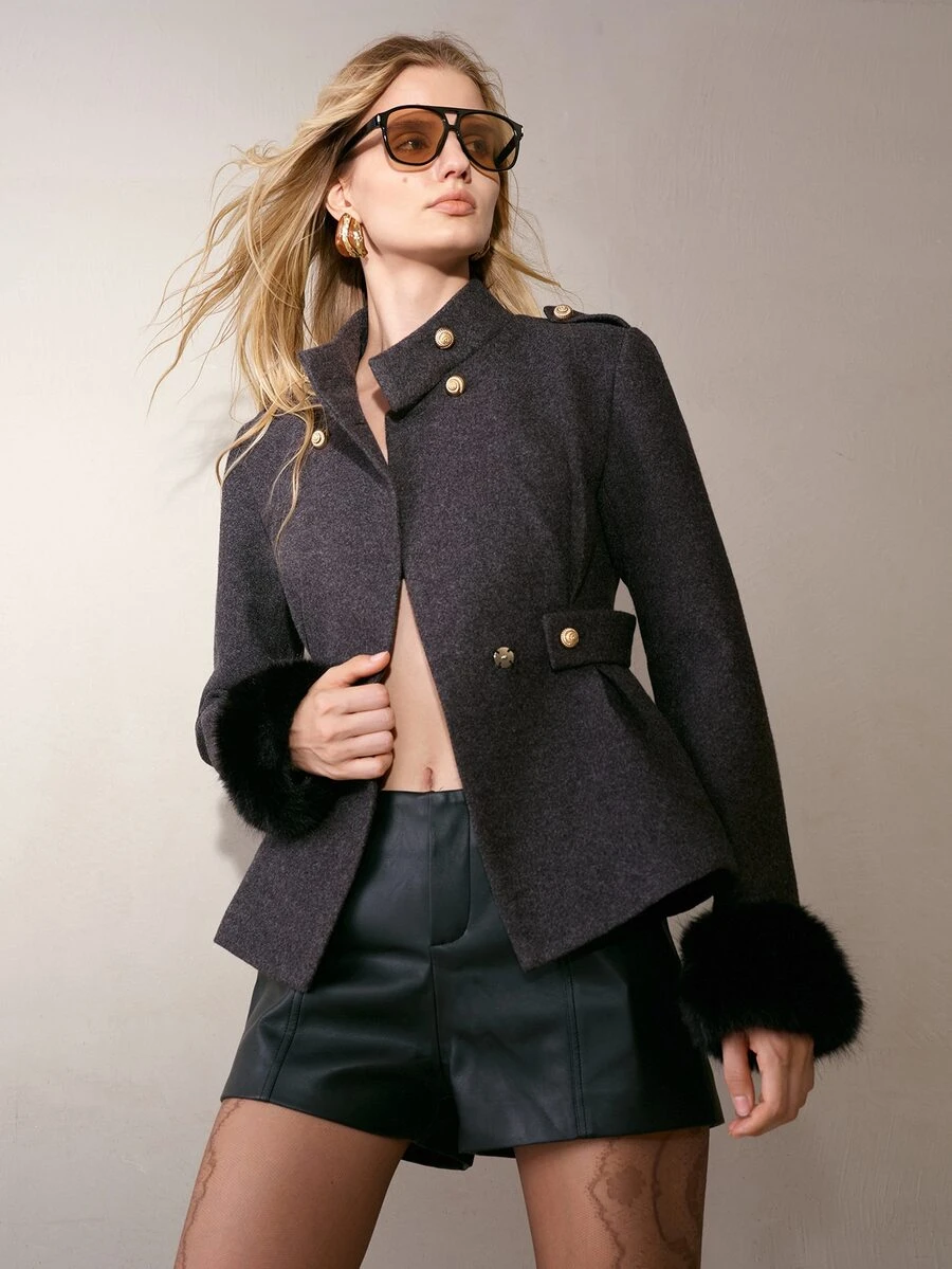 MOTF PREMIUM 2026 AUTUMN/WINTER NEW FASHION ELEGANT WOMEN'S OVERCOAT - Black - View 1