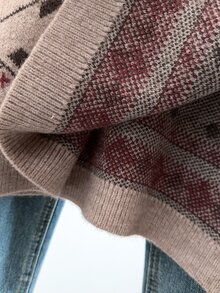 GlowEve CURVE Christmas Half-High Neck Knitted Sleeveless Tie-Up Knit Top - Multicolor - View 8