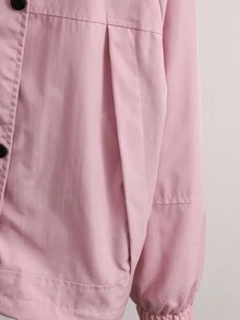 SHEIN 女童休閒時尚韓系梭織布連帽外套，寬鬆舒適，適合春秋日常通勤、戶外玩耍、出遊、聚會與拍照 - 粉色 - 查看 3