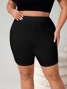 SHEIN CURVE+ 大尺碼女款純色高腰休閒百搭內搭短褲 - 彩色 - 查看 3