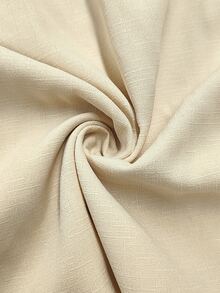 Trelyra Women's Solid Color Notched V-Neck Long Sleeve Pocket Casual Midi Dress - Khaki - View 4
