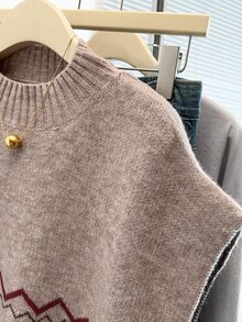 GlowEve CURVE Christmas Half-High Neck Knitted Sleeveless Tie-Up Knit Top - Multicolor - View 4