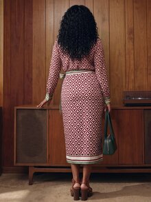 CAJUNI Plus Size Wrap Skirt With Tie Closure And Tropical Leaf Plaid Print. - Multicolor - View 2