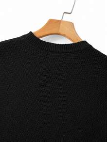 Manfinity Homme Men's Solid Color Crew Neck Casual Versatile Knit Vest - Black - View 5