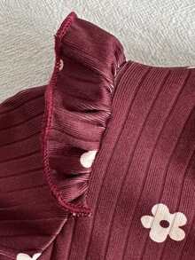 SHEIN 3件組女嬰粉色與白色條紋秋季可愛畢業返校軟米色卡其印花娃娃上衣露肩上衣 - 彩色 - 查看 6