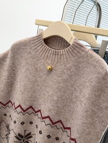 GlowEve CURVE Christmas Half-High Neck Knitted Sleeveless Tie-Up Knit Top - Multicolor - View 3