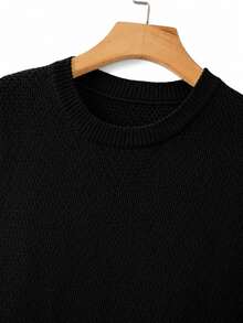 Manfinity Homme Men's Solid Color Crew Neck Casual Versatile Knit Vest - Black - View 4