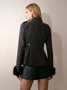 MOTF PREMIUM 2026 AUTUMN/WINTER NEW FASHION ELEGANT WOMEN'S OVERCOAT - Black - View 3