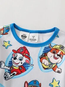 SHEIN | PAW Patrol 小男孩春秋款狗狗印花圓領長袖上衣與修身長褲家居服2件套 - 灰色 - 查看 3