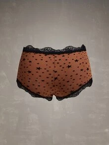 Esseday Women's Contrast Lace Bow Decor Star Print Hipster Panties - Mixed color - View 6