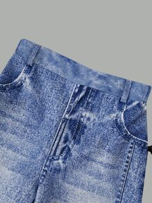 SHEIN 女童休閒舒適修身長袖T恤與舒適鬆緊腰寬腿寬鬆長褲2件套 - 彩色 - 查看 4
