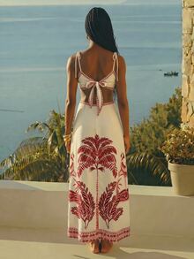 CAJUNI Chic Vacation Retro Resort Long Dress. - Red - View 2