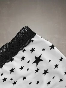 Esseday Women's Contrast Lace Bow Decor Star Print Hipster Panties - Mixed color - View 12