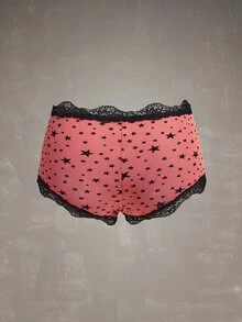 Esseday Women's Contrast Lace Bow Decor Star Print Hipster Panties - Mixed color - View 3