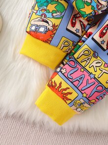 Nick 90s | SHEIN Nick 90s | Baby Boys Cartoon Character Print Sweatshirt And Sweatpants 2 Pieces Set, Suitable For Autumn/Winter - Multicolor - View 5