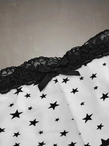 Esseday Women's Contrast Lace Bow Decor Star Print Hipster Panties - Mixed color - View 11