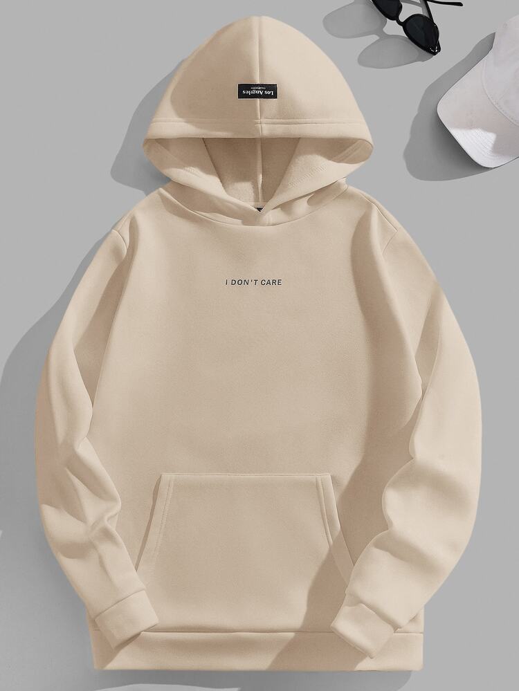 EASEVO Men's Casual Daily Wear Hooded Long Sleeve Sweatshirt - Khaki - View 6