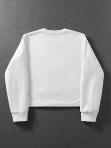 ROMWE MEN 男士天使印花圓領長袖T恤 - 白色 - 查看 3