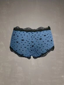 Esseday Women's Contrast Lace Bow Decor Star Print Hipster Panties - Mixed color - View 8