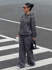 Muchica 休閒復古灰紋極簡女款兩件套，Y2K風格套裝，復古街頭風，適合日常通勤、約會、派對、秋冬、夏季、婚禮、海灘、畢業典禮等場合，優雅休閒，適合出遊、Y2K風格、音樂節等場合，完美適合作為女性秋冬服飾與返校穿搭 - 彩色 - 查看 3