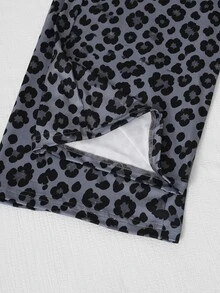 SHEIN 2pcs Tween Girls Leopard Print Set, Casual Style, Spring/Autumn Outfit. Long Sleeve Ruched Top Paired With Elastic Waist Wide Leg Pants, Full Leopard Print Digital Pattern, Elastic Fabric Soft And Body-Hugging, Flattering Fit For Daily Wear And Outings. - Multicolor - View 7
