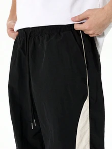 Gym Rark Celana Olahraga Pria Model Longgar dengan Tali Serut dan Blok Warna, untuk Gym - Hitam - View 5
