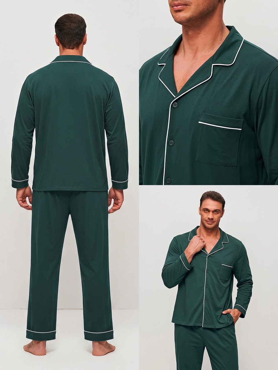 Plus-Size Men's Long-Sleeved And Pants Loungewear Set
