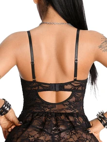 AltBold Women's Home Wear Lingerie Set (Underwire Bra & Thong) 2pcs - Black - View 2