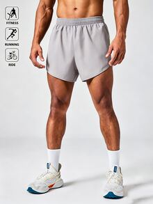 Acti Log 男士休閒極簡彈性腰運動短褲 - 灰色 - 查看 4