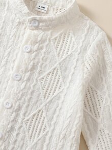 SHEIN 中性嬰兒男/女嬰 2件組秋冬休閒復古長袖上衣與長褲套裝，男嬰套裝，男嬰服飾，Squishy - 彩色 - 查看 4