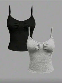 GlowEve CURVE Plus Size Women's Casual Slim Fit Versatile Camisole Tank Top 3 Pieces Set Black White Gray - Multicolor - View 4