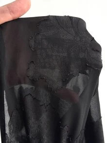 Viva Relle Plus Size Women's Sheer Cutout Bell Sleeve Wide Leg Elegant Jumpsuit Fall - Black - View 7