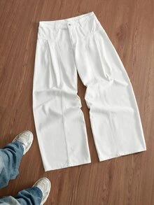 SWAVVY Men's Casual Versatile Solid Color Loose Fit Jeans - White - View 6