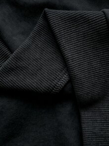 SHEIN 秋冬季青少年女孩連帽拉鍊外套 街頭風休閒圖案保暖針織面料 微寬鬆版型 校園街頭穿搭 黑色 - 黑色 - 查看 6
