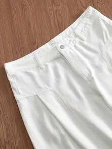 SWAVVY Men's Casual Versatile Solid Color Loose Fit Jeans - White - View 3
