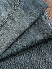 SWAVVY Men's Casual Washed Wide Leg Jeans - Baby Blue - View 4