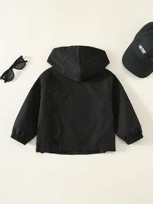 SHEIN Baby Boy Letter Pattern Hooded Long Sleeve Jacket, Versatile And Comfortable - Multicolor - View 2