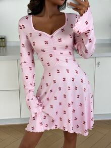 ZzzCrew Sexy Cherry Print Women's Nightgown - Pink - View 3