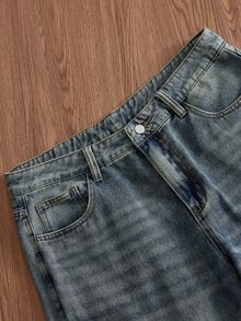 SWAVVY Men's Casual Washed Wide Leg Jeans - Baby Blue - View 3