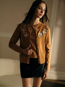 MOTF PREMIUM SET SWEATER RAJUT LEHER BULAT ELEGAN DENGAN BORDIR TEBAL - Unta - View 3